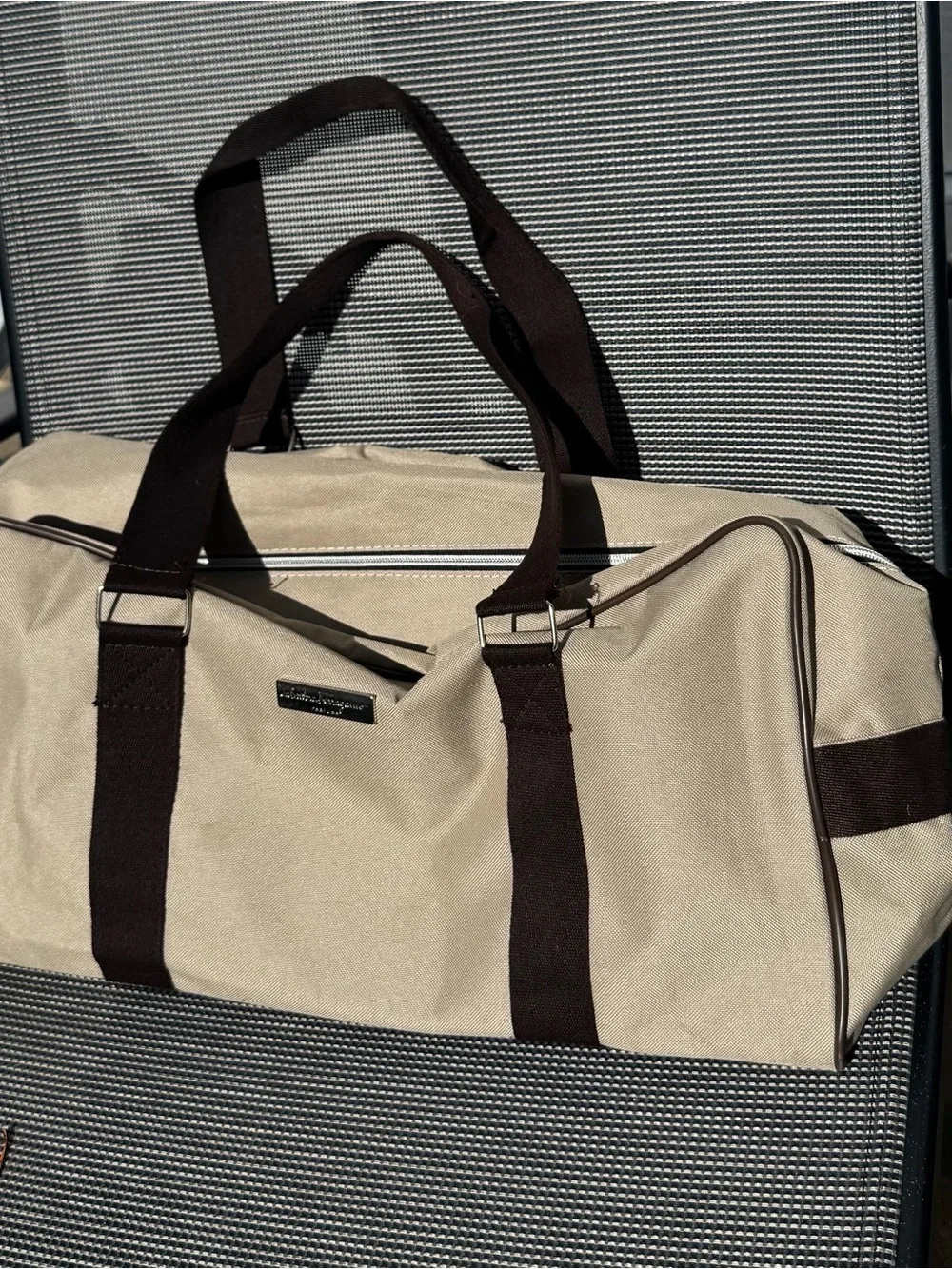 Salvatore Ferragamo Parfums Italy Beige Travel Duffel Weekender Bag